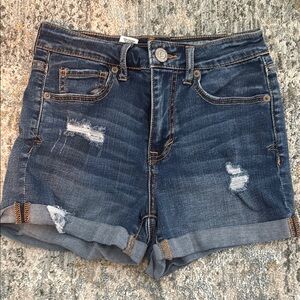Aeropostale Blue High Waist Distressed Shorts